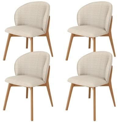 Kit 04 Cadeiras De Jantar E Estar Living Estofada Mia L02 Linho Palha - Lyam Decor