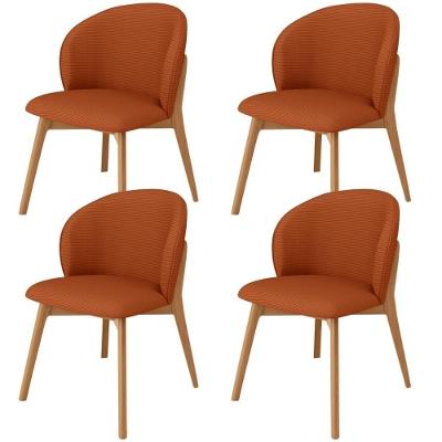 Kit 04 Cadeiras De Jantar E Estar Living Estofada Mia L02 Linho Terracota - Lyam Decor