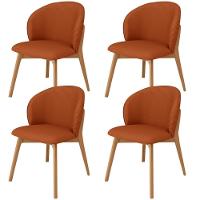 Kit 04 Cadeiras De Jantar E Estar Living Estofada Mia L02 Linho Terracota - Lyam Decor - 1