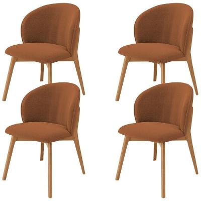 Kit 04 Cadeiras De Jantar E Estar Living Estofada Mia L02 Bouclê Terracota - Lyam Decor