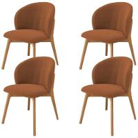 Kit 04 Cadeiras De Jantar E Estar Living Estofada Mia L02 Bouclê Terracota - Lyam Decor - 1