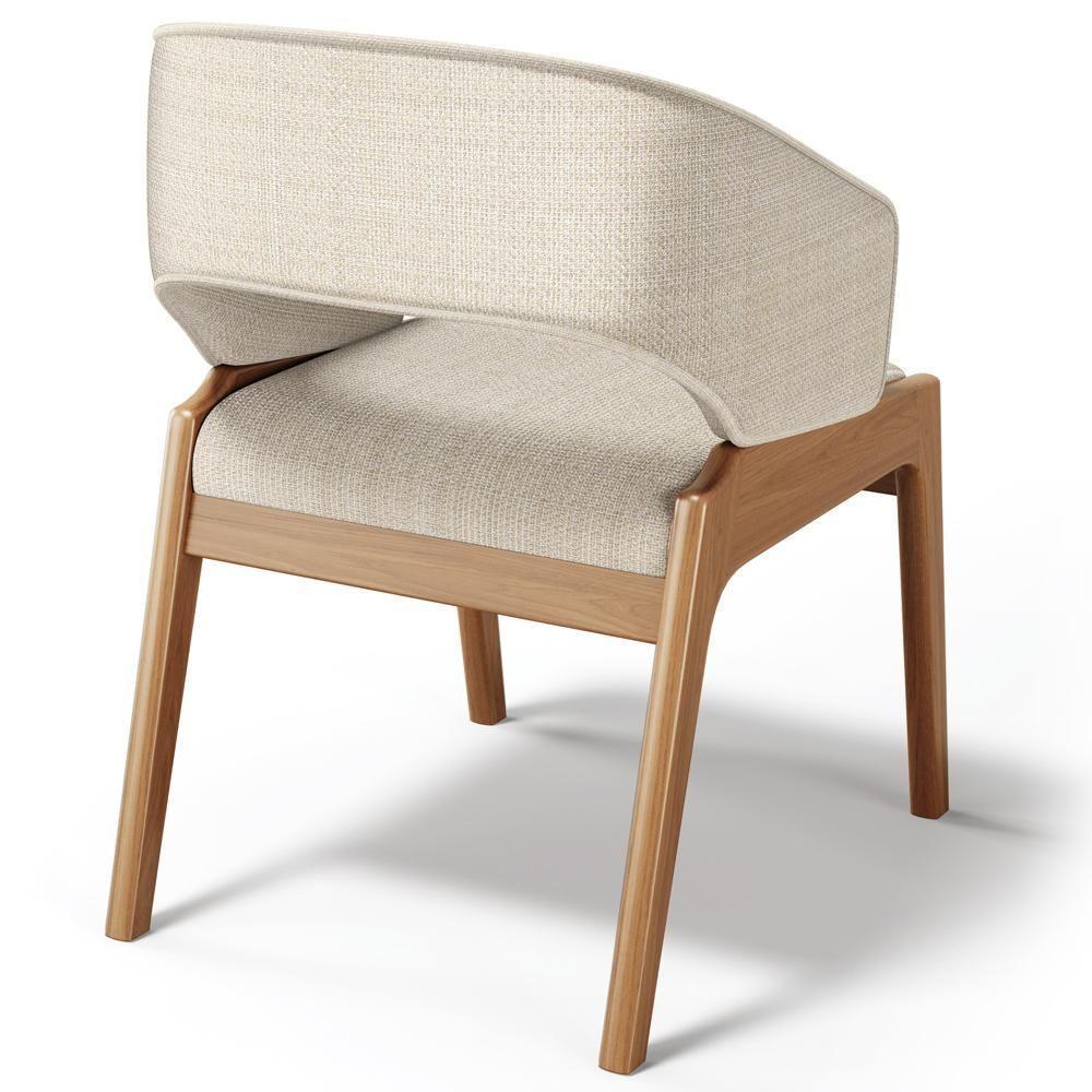 Kit 04 Cadeiras De Jantar E Estar Living Estofada Lince L02 Linho Palha - Lyam Decor - 7