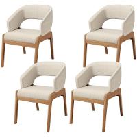 Kit 04 Cadeiras De Jantar E Estar Living Estofada Lince L02 Linho Palha - Lyam Decor - 1