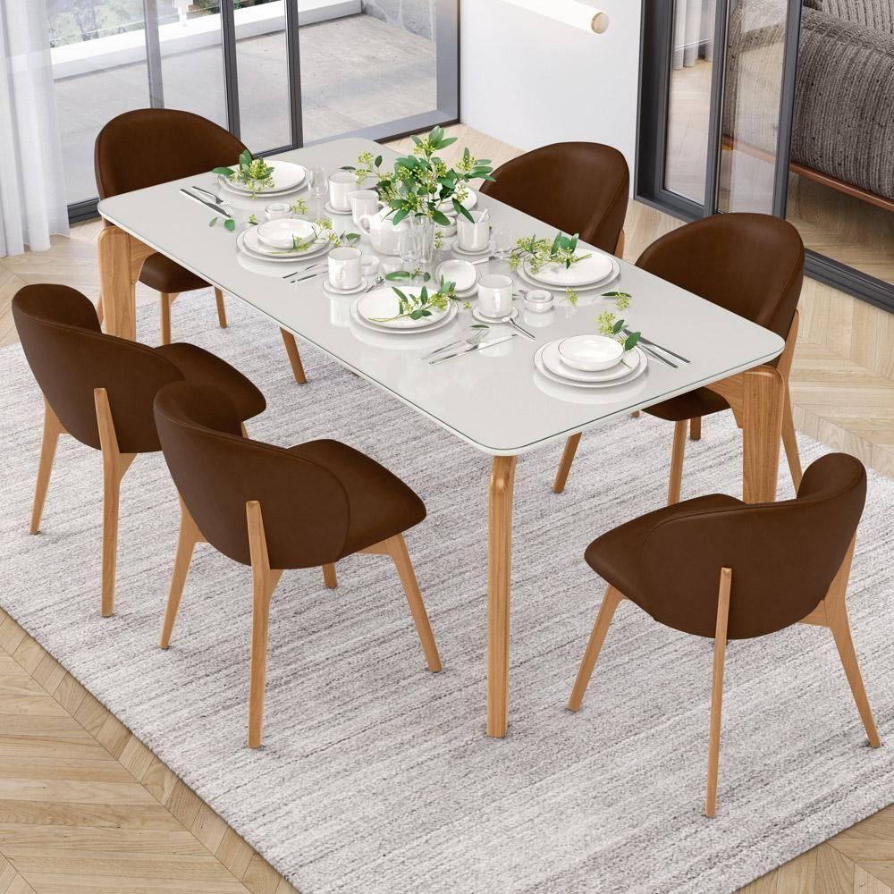 Kit 04 Cadeiras De Jantar E Estar Living Estofada Mia L02 Couríssimo Marrom - Lyam Decor - 2