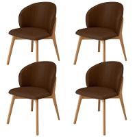 Kit 04 Cadeiras De Jantar E Estar Living Estofada Mia L02 Couríssimo Marrom - Lyam Decor - 1