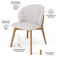 Kit 04 Cadeiras De Jantar E Estar Living Estofada Mia L02 Bouclê Cru - Lyam Decor