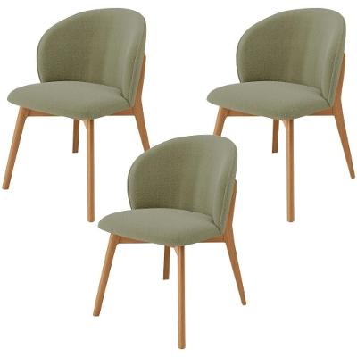 Kit 03 Cadeiras De Jantar E Estar Living Estofada Mia L02 Bouclê Oliva - Lyam Decor