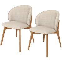 Kit 02 Cadeiras De Jantar E Estar Living Estofada Mia L02 Linho Palha - Lyam Decor - 1