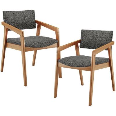 Kit 02 Cadeiras Para Sala De Jantar Estar Miving Giorgia L02 Linho Mescla Chumbo - Lyam Decor