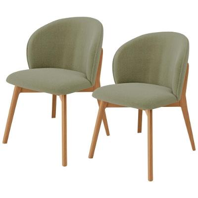 Kit 02 Cadeiras De Jantar E Estar Living Estofada Mia L02 Bouclê Oliva - Lyam Decor