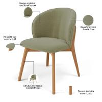 Kit 02 Cadeiras De Jantar E Estar Living Estofada Mia L02 Bouclê Oliva - Lyam Decor