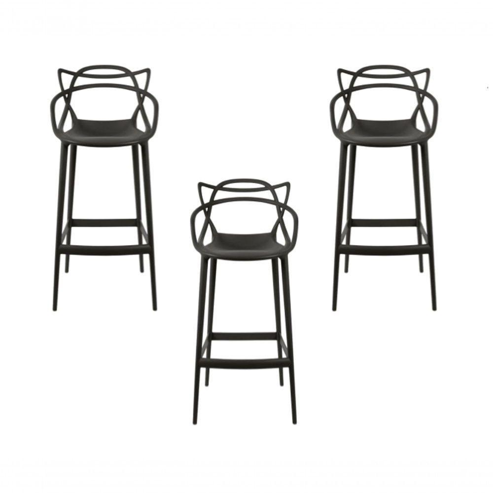 Kit - 3 X Banquetas Médias Masters Allegra - 66 Cm - Preto - 1