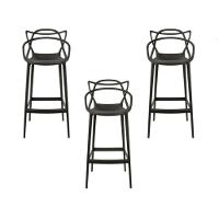 Kit - 3 X Banquetas Médias Masters Allegra - 66 Cm - Preto - 1