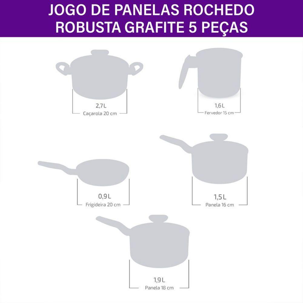 Jogo De Panela Robusta 5 Peças Grafite Rochedo - 3