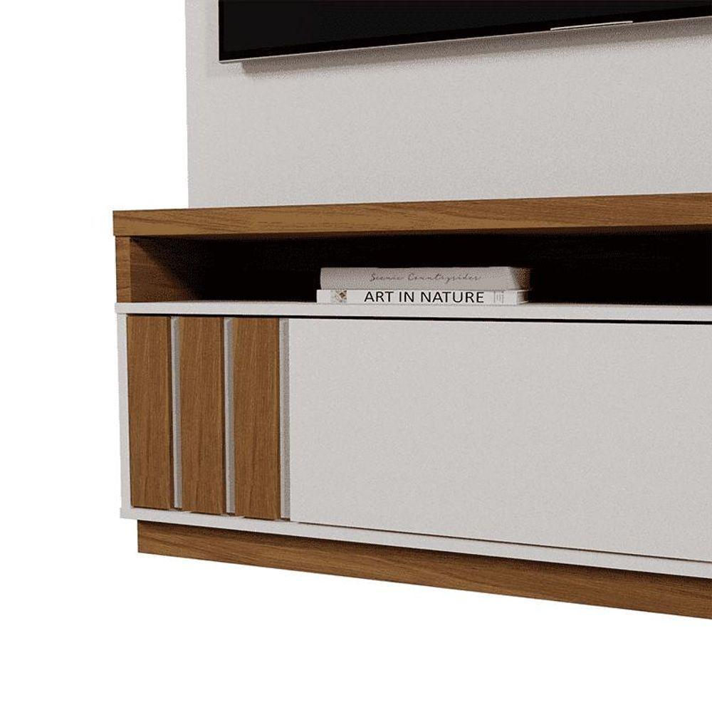 Home Mariana 1,80m Tv 55 Painel Ripado Prateleira Nichos Led - Perola Metalizado Amendoa - 6