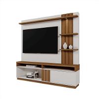 Home Mariana 1,80m Tv 55 Painel Ripado Prateleira Nichos Led - Perola Metalizado Amendoa - 3