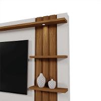Home Mariana 1,80m Tv 55 Painel Ripado Prateleira Nichos Led - Perola Metalizado Amendoa - 5