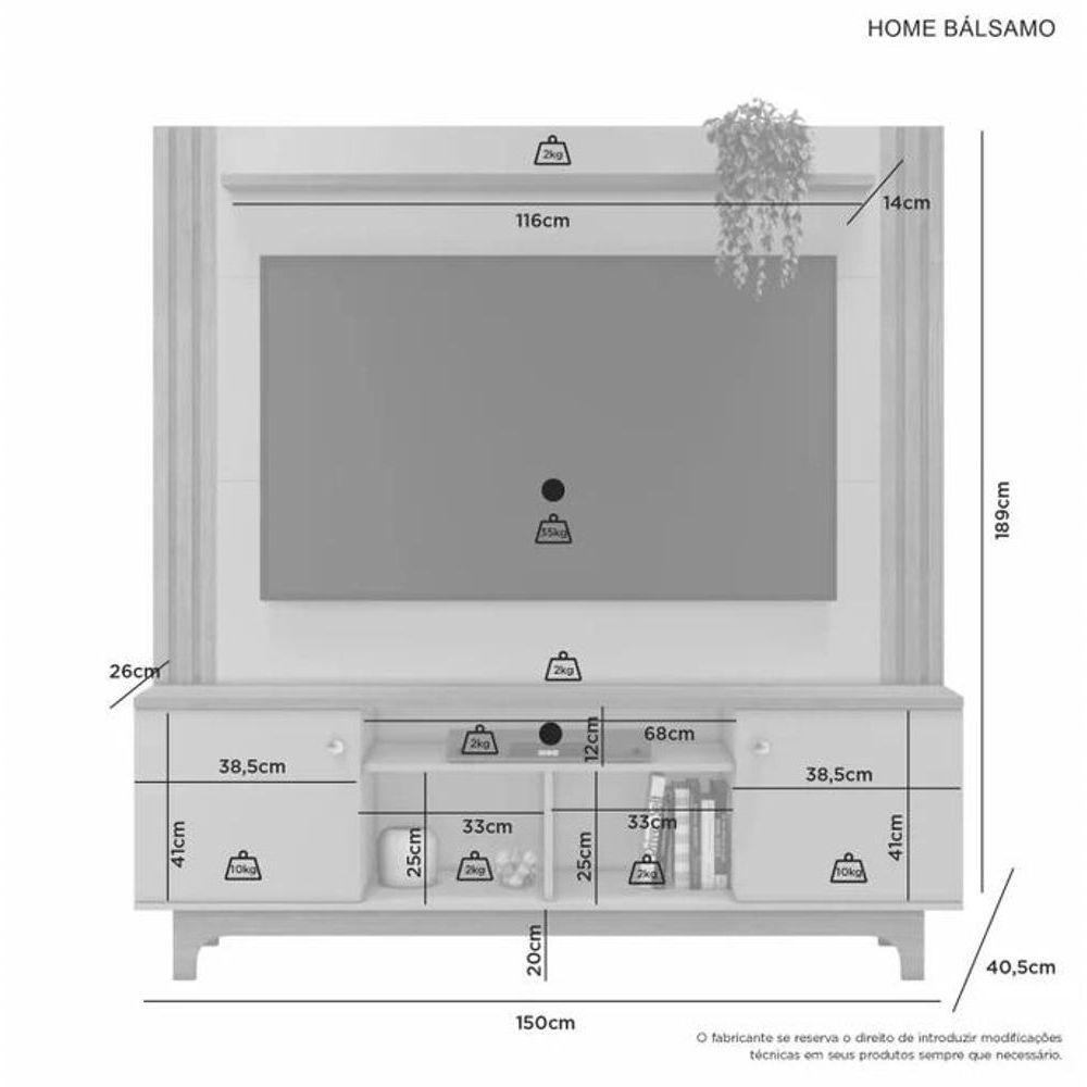 Home Bálsamo Para Tv Até 65 Jcm Movelaria - Cinamomo-off - 5