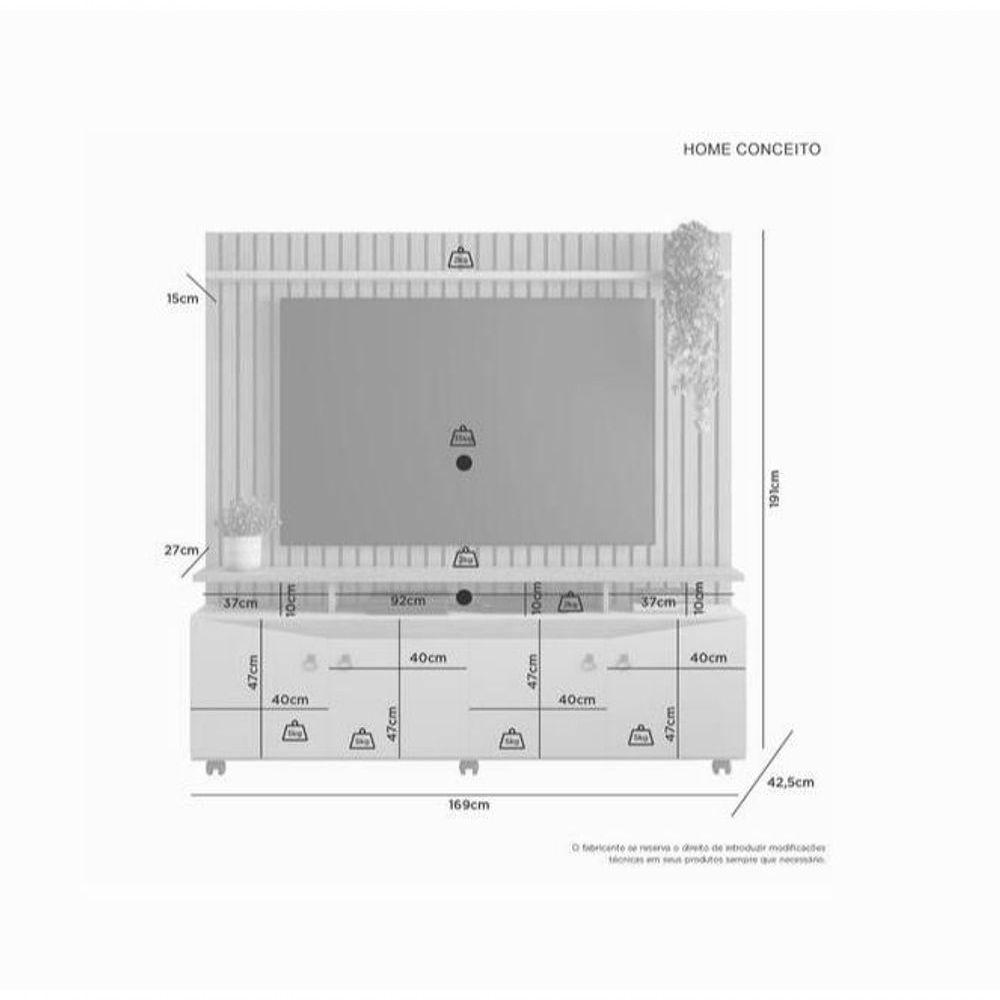 Home Para Tv Até 65 Conceito Jcm Movelaria - Cinamomo-off - 4
