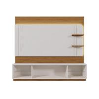 Home Guaíba 2,00m Tvs 65 Polegas Painel Ripado Led E Nichos - Perola Metalizado Amendoa - 6