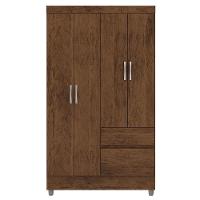 Guarda-roupa Solteiro 4 Portas 2 Gavetas Com Pés Ideval Imbuia Rústico - 1
