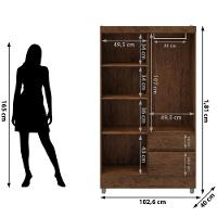 Guarda-roupa Solteiro 4 Portas 2 Gavetas Com Pés Ideval Imbuia Rústico - 3