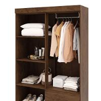 Guarda-roupa Solteiro 4 Portas 2 Gavetas Com Pés Ideval Imbuia Rústico - 9