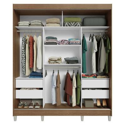 Guarda Roupa Casal Reno 3 Portas de Correr 4 Gavetas Rustic-Preto Madesa