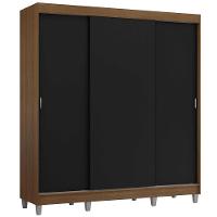 Guarda-roupa Casal Com Pés 3 Portas De Correr Rustic Preto Reno Madesa - 2