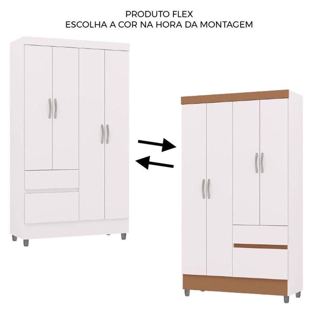 Guarda-roupa Solteiro 4 Portas 2 Gavetas Com Pés Ideval Branco-camarim - 4
