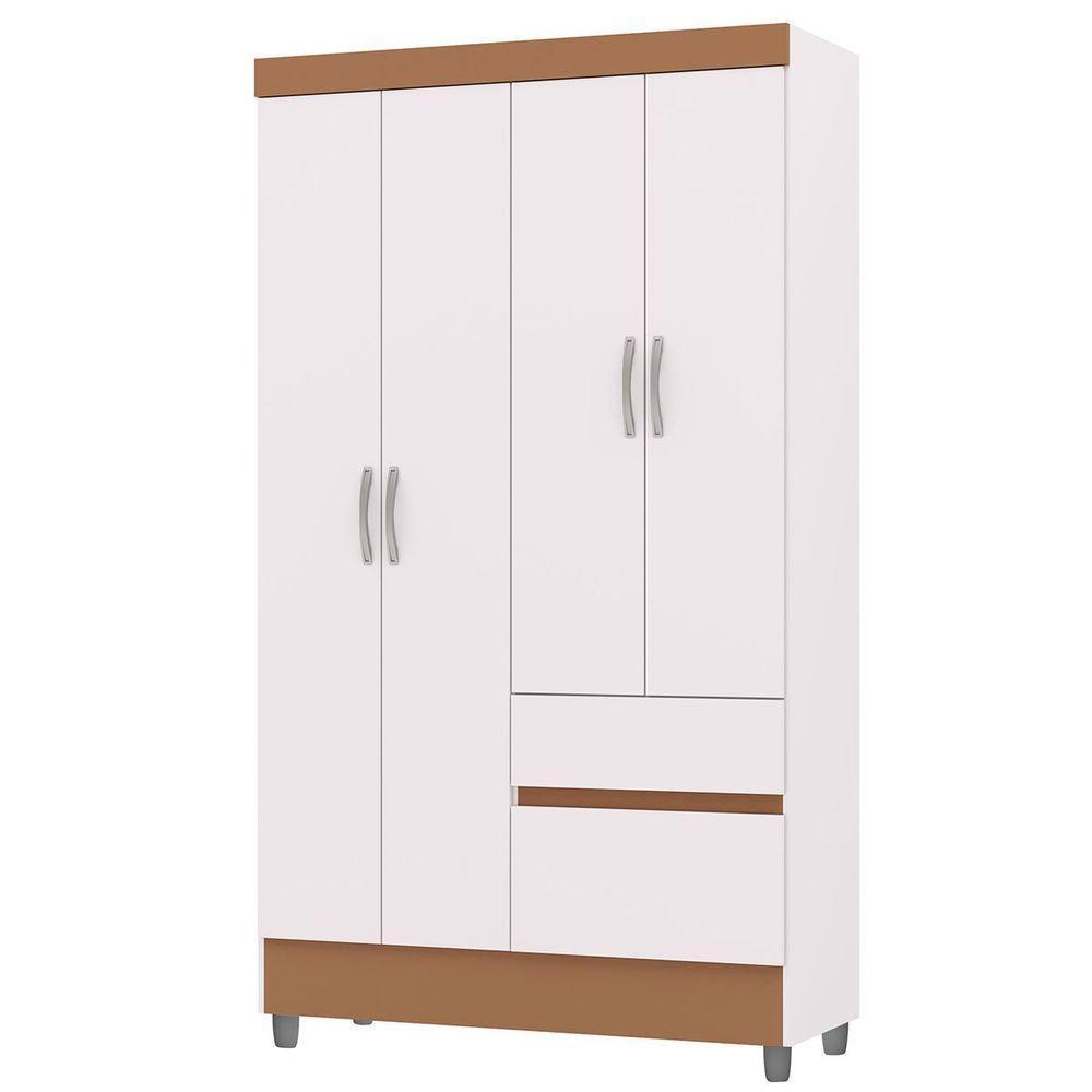 Guarda-roupa Solteiro 4 Portas 2 Gavetas Com Pés Ideval Branco-camarim - 7