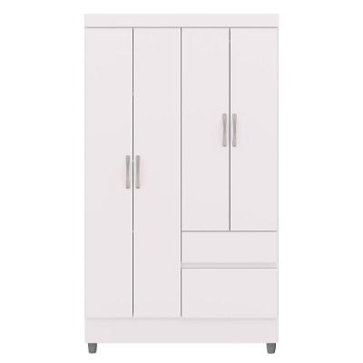 Guarda-roupa Solteiro 4 Portas 2 Gavetas Com Pés Ideval Branco-camarim