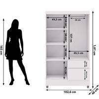 Guarda-roupa Solteiro 4 Portas 2 Gavetas Com Pés Ideval Branco-camarim - 3