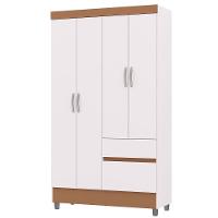 Guarda-roupa Solteiro 4 Portas 2 Gavetas Com Pés Ideval Branco-camarim - 7