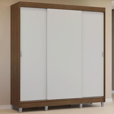 Guarda-roupa Casal Com Pés 3 Portas De Correr Rustic Branco Reno Madesa