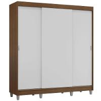 Guarda-roupa Casal Com Pés 3 Portas De Correr Rustic Branco Reno Madesa - 2