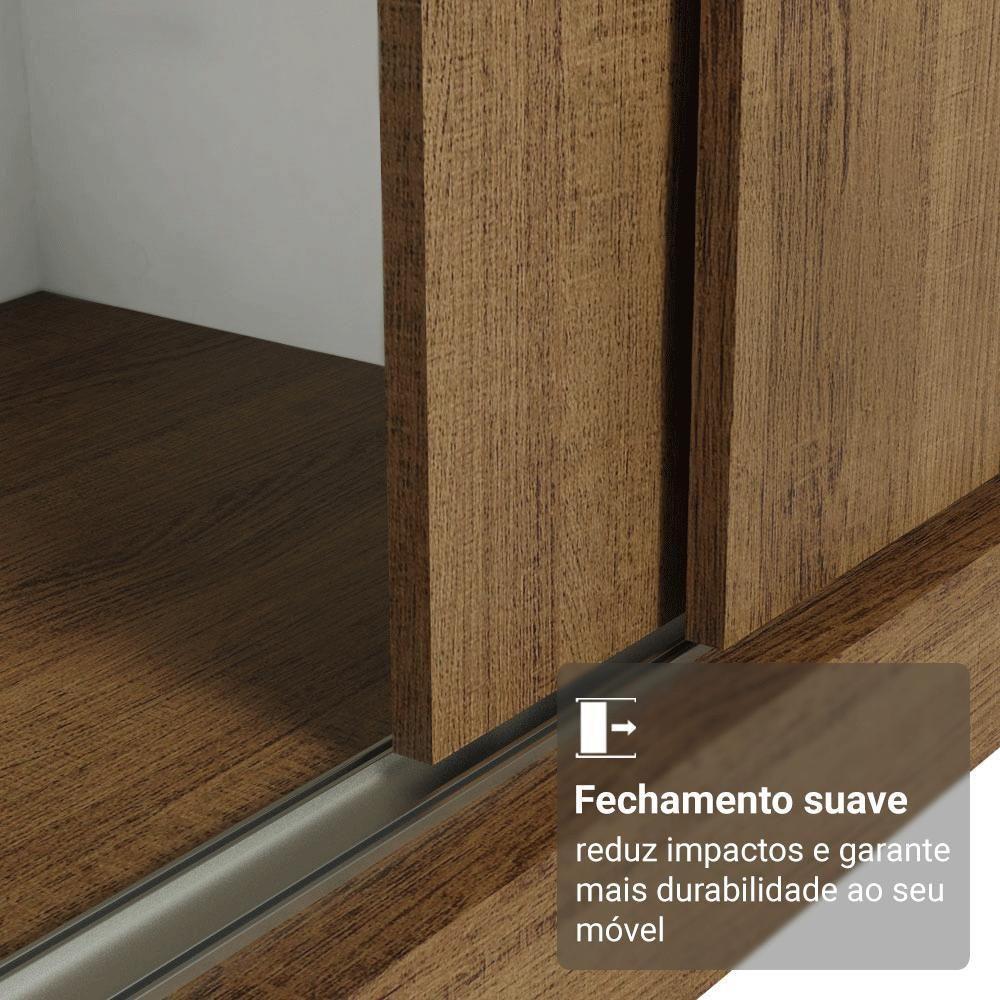 Guarda-roupa Casal Com Pés 3 Portas De Correr De Espelho Rustic Reno Madesa - 5