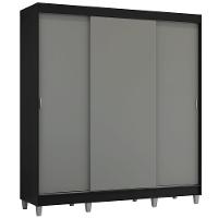 Guarda-roupa Casal Com Pés 3 Portas De Correr Preto Cinza Reno Madesa - 2