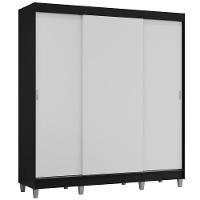 Guarda-roupa Casal Com Pés 3 Portas De Correr Preto Branco Reno Madesa - 2