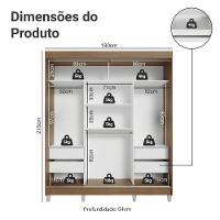 Guarda-roupa Casal Com Pés 3 Portas De Correr De Espelho Rustic Cinza Reno Madesa - 3