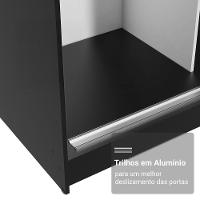 Guarda-roupa Casal Com Pés 3 Portas De Correr De Espelho Preto Branco Reno Madesa - 6