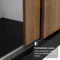 Guarda-roupa Casal Com Pés 3 Portas De Correr De Espelho Preto Rustic Reno Madesa - 5