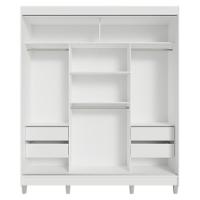 Guarda-roupa Casal Com Pés 3 Portas De Correr De Espelho Branco Rustic Reno Madesa - 8