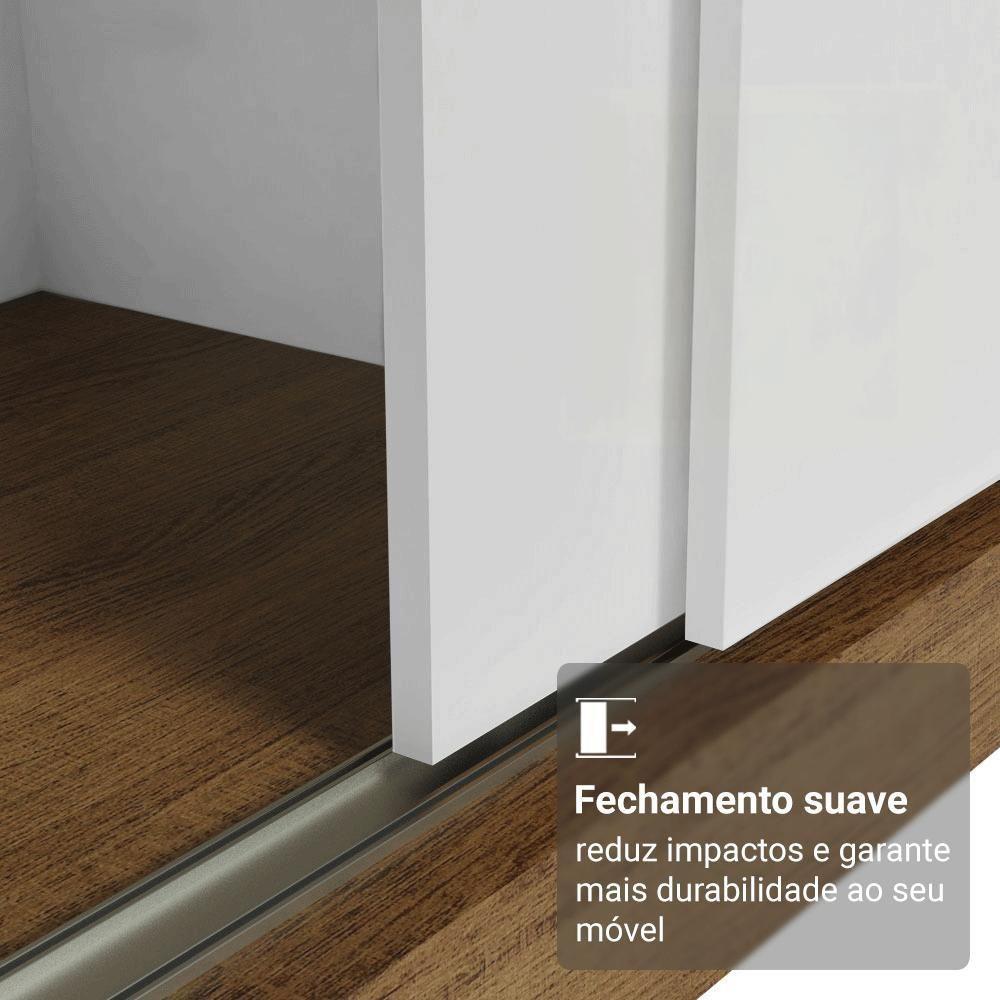 Guarda-roupa Casal Com Pés 3 Portas De Correr De Espelho Rustic Branco Reno Madesa - 5