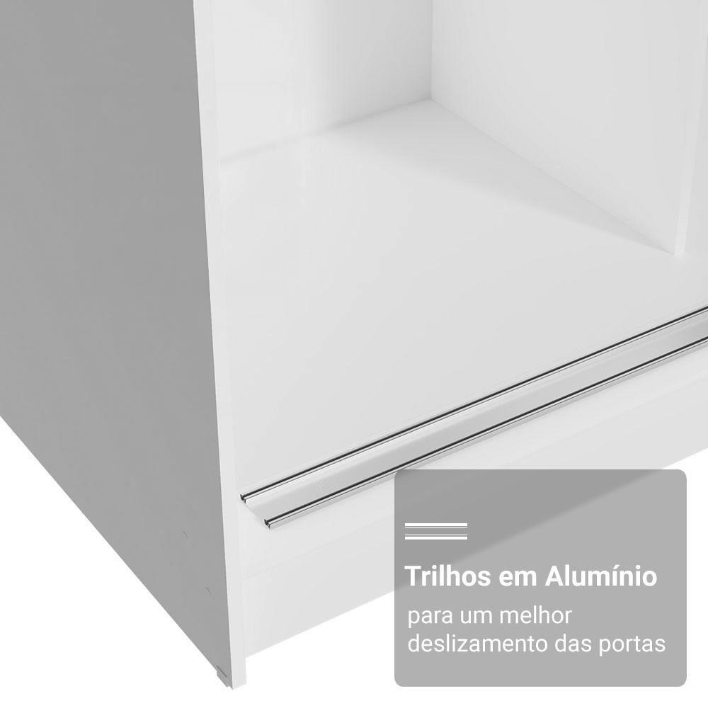 Guarda-roupa Casal Com Pés 3 Portas De Correr De Espelho Branco Reno Madesa - 6