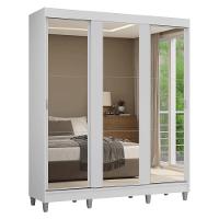 Guarda-roupa Casal Com Pés 3 Portas De Correr De Espelho Branco Reno Madesa - 10