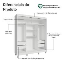 Guarda-roupa Casal Com Pés 3 Portas De Correr De Espelho Branco Preto Reno Madesa