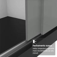 Guarda-roupa Casal Com Pés 3 Portas De Correr De Espelho Preto Cinza Reno Madesa - 5