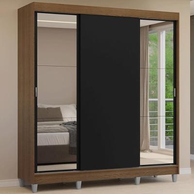 Guarda Roupa Casal Reno 3 Portas de Correr 4 Gavetas Rustic-Preto Madesa