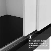 Guarda-roupa Casal Com Pés 3 Portas De Correr Com Espelhos Preto Branco Reno Madesa - 5